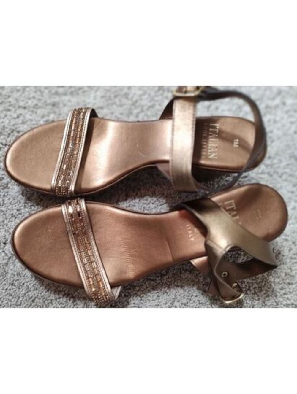 Italian Shoemakers Brown Women's Sandals with Embellished Straps sz 11 #ethnic